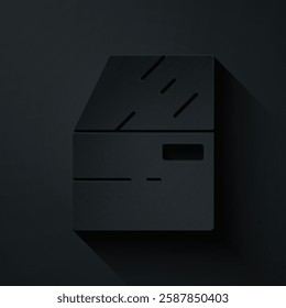 Paper cut Car door icon isolated on black background. Paper art style. Vector