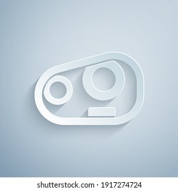 Paper Cut Car Headlight Icon Isolated On Grey Background. Paper Art Style. Vector.