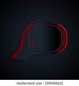 Paper cut Car mirror icon isolated on black background. Paper art style. Vector Illustration