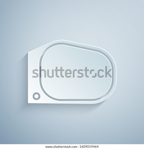 Paper cut Car mirror icon isolated on\
grey background. Paper art style. Vector\
Illustration
