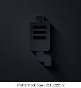 Paper Cut Car Muffler Icon Isolated On Black Background. Exhaust Pipe. Paper Art Style. Vector