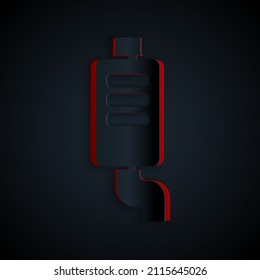 Paper Cut Car Muffler Icon Isolated On Black Background. Exhaust Pipe. Paper Art Style. Vector