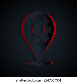 Paper cut Car service icon isolated on black background. Auto mechanic service. Repair service auto mechanic. Maintenance sign. Paper art style. Vector