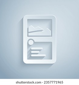 Paper cut Card game collection icon isolated on grey background. Fantasy ui kit with magic items. Paper art style. Vector