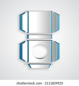 Paper cut Carton cardboard box icon isolated on grey background. Box, package, parcel sign. Delivery and packaging. Paper art style. Vector