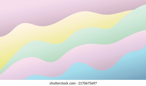 Paper cut cartoon abstract waves. Modern origami background template. Vector illustration. 3d paper layers in pastel colors