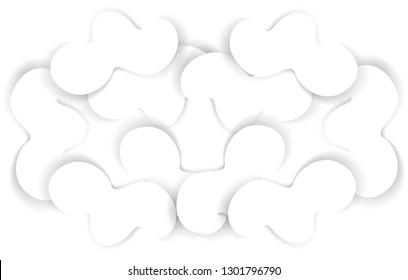 Paper cut cartoon background in white color for greeting card design, poster or flyer valentines day