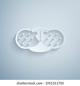 Paper cut Cat nose icon isolated on grey background. Paper art style. Vector