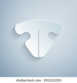 Paper cut Cat nose icon isolated on grey background. Paper art style. Vector