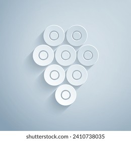 Paper cut Caviar icon isolated on grey background. Paper art style. Vector