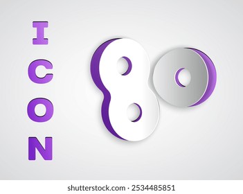 Paper cut Cell division process icon isolated on grey background. Paper art style. Vector