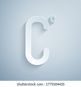 Paper cut Celsius icon isolated on grey background. Paper art style. Vector Illustration