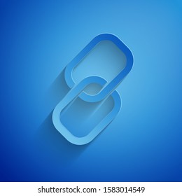 Paper cut Chain link icon isolated on blue background. Link single. Paper art style. Vector Illustration