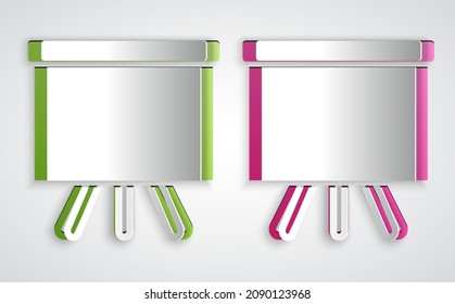 Paper cut Chalkboard icon isolated on grey background. School Blackboard sign. Paper art style. Vector