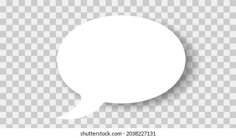 Paper cut chat bubble sign with shadow. Communication concept. 3D vector illustration isolated on transparent background.
