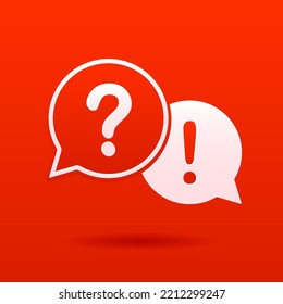 Paper cut Chat question icon isolated on red background. Help speech bubble symbol. FAQ sign. Paper art style. Question mark sign. 