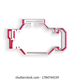 Recorte de papel Icono del motor de verificación aislado en fondo blanco. Estilo de arte de papel. Vector.