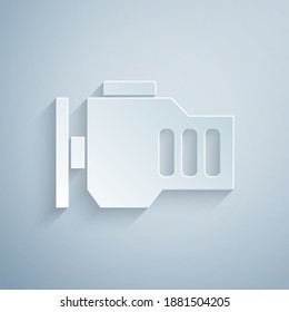 Paper cut Check engine icon isolated on grey background. Paper art style. Vector.