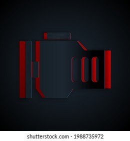 Paper cut Check engine icon isolated on black background. Paper art style. Vector