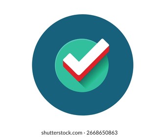 Marca de verificación de corte de papel en icono redondo