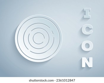 Paper cut Checker game chips icon isolated on grey background. Paper art style. Vector