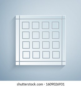 Paper cut Checkered napkin icon isolated on grey background. Paper art style. Vector Illustration