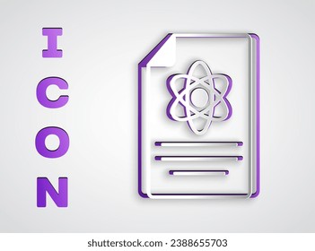 Paper cut Chemistry report icon isolated on grey background. Paper art style. Vector