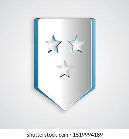 Paper cut Chevron icon isolated on grey background. Military badge sign. Paper art style. Vector Illustration
