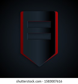 Paper cut Chevron icon isolated on black background. Military badge sign. Paper art style. Vector Illustration