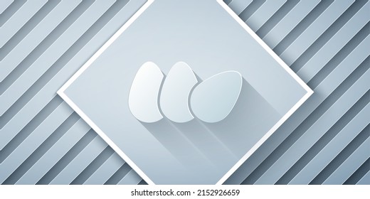 Paper cut Chicken egg icon isolated on grey background. Paper art style. Vector