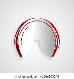 Paper cut Chinese fortune cookie icon isolated on grey background. Asian traditional. Paper art style. Vector Illustration