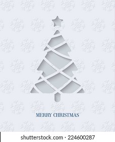 Paper Cut Christmas Tree. Vector Illustration.