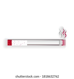 Paper cut Cigarette icon isolated on white background. Tobacco sign. Smoking symbol. Paper art style. Vector.