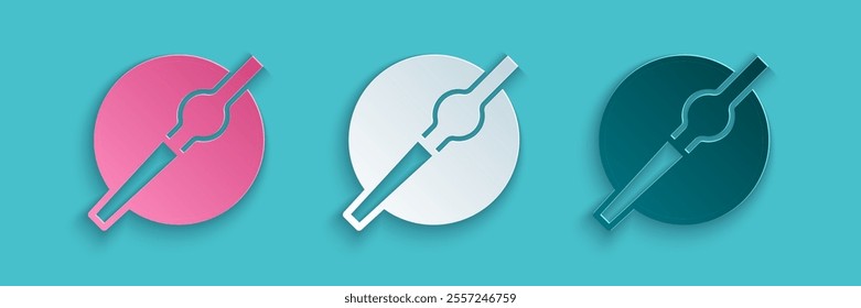 Paper cut Cigarette icon isolated on blue background. Tobacco sign. Smoking symbol. Paper art style. Vector