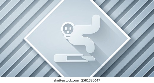 Paper cut Cigarette icon isolated on grey background. Tobacco sign. Smoking symbol. Paper art style. Vector