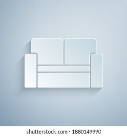 Paper cut Cinema chair icon isolated on grey background. Paper art style. Vector.
