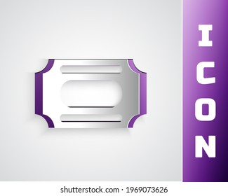 Paper cut Circus ticket icon isolated on grey background. Amusement park. Paper art style. Vector
