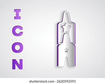 Paper cut Circus ticket icon isolated on grey background. Amusement park. Paper art style. Vector
