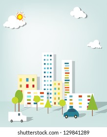 Paper cut city. Vector image.