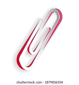 Paper cut Paper clip icon isolated on white background. Paper art style. Vector.