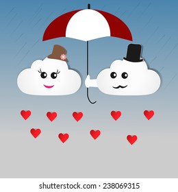 Paper cut cloud hipster style  for Valentine's day