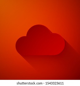 Paper cut Cloud icon isolated on red background. Paper art style. Vector Illustration