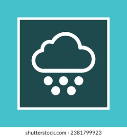 Paper cut Cloud with rain icon isolated on blue background. Rain cloud precipitation with rain drops. Paper art style. Vector