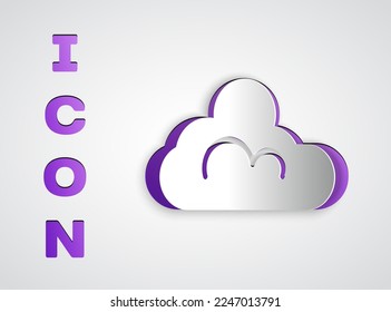 Paper cut Cloud weather icon isolated on grey background. Paper art style. Vector