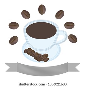 Paper cut Coffee cup with coffee bean vector design