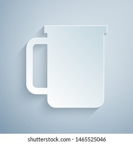 Paper cut Coffee cup flat icon isolated on grey background. Tea cup. Hot drink coffee. Paper art style. Vector Illustration