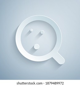 Paper cut Coffee cup icon isolated on grey background. Tea cup. Hot drink coffee. Paper art style. Vector.