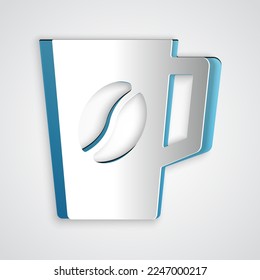 Paper cut Coffee cup icon isolated on grey background. Tea cup. Hot drink coffee. Paper art style. Vector