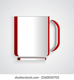 Paper cut Coffee cup icon isolated on grey background. Tea cup. Hot drink coffee. Paper art style. Vector Illustration