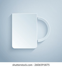 Paper cut Coffee cup icon isolated on grey background. Tea cup. Hot drink coffee. Paper art style. Vector Illustration